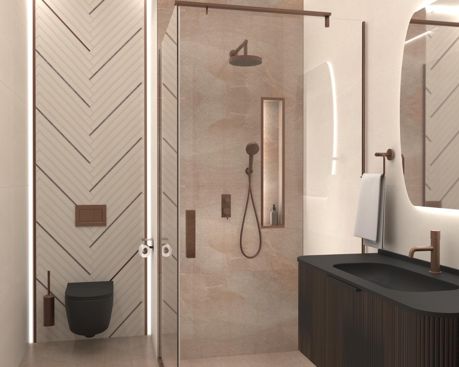 Banyo yenileme - şevron seramik uygulaması